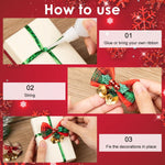 HASTHIP Christmas Bows with Bells for Tree and Gift Decor featuring Linen Ribbon | 8PCS
