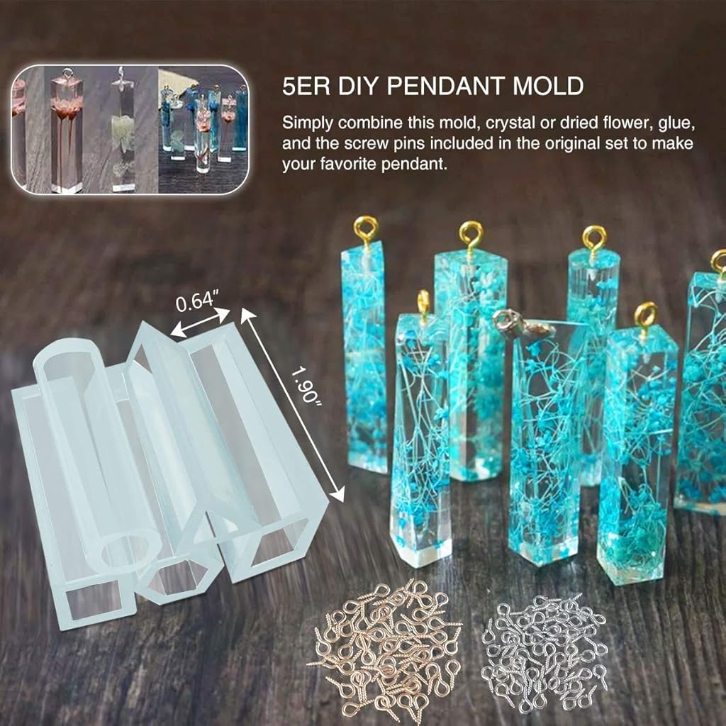 HASTHIP® 282PCS Resin Silicone Casting Mold Kit, Resin Mould Crafts For Making Jewelry Pendant Craft Diy, Christmas Gifts, Multicolor