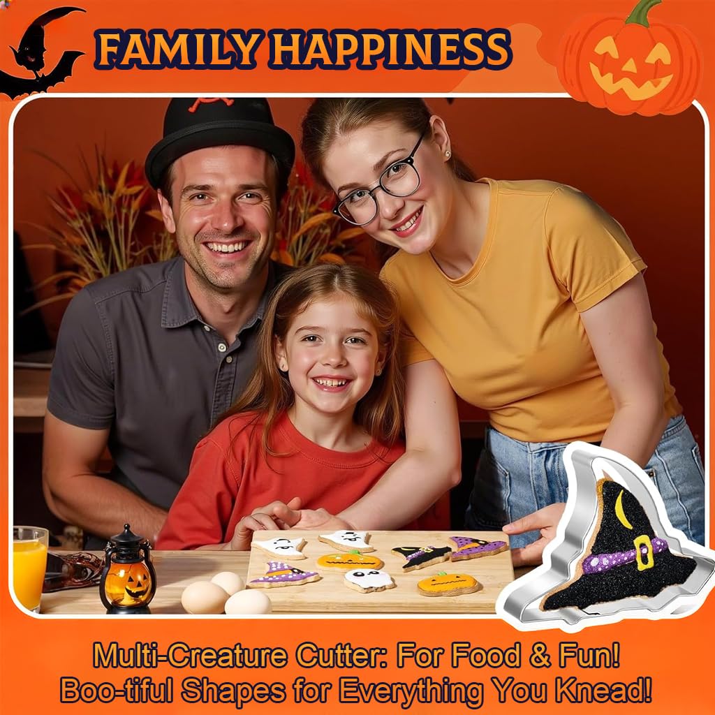 HASTHIP Halloween Cookie Cutters Set for Baking with 7pcs Stainless Steel Molds | Fun Shapes