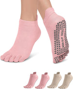 HASTHIP® 2 Pares de Calcetines Antideslizantes para Mujer,Calcetines de Yoga y Pilates con Agarre,Deportivos para Barre Ballet y Entrenamientos Descalzos