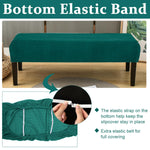 HASTHIP Bench Cover for Dining Room Benches 42–55 in with Stretch Jacquard Fabric | Blue Washable Protector
