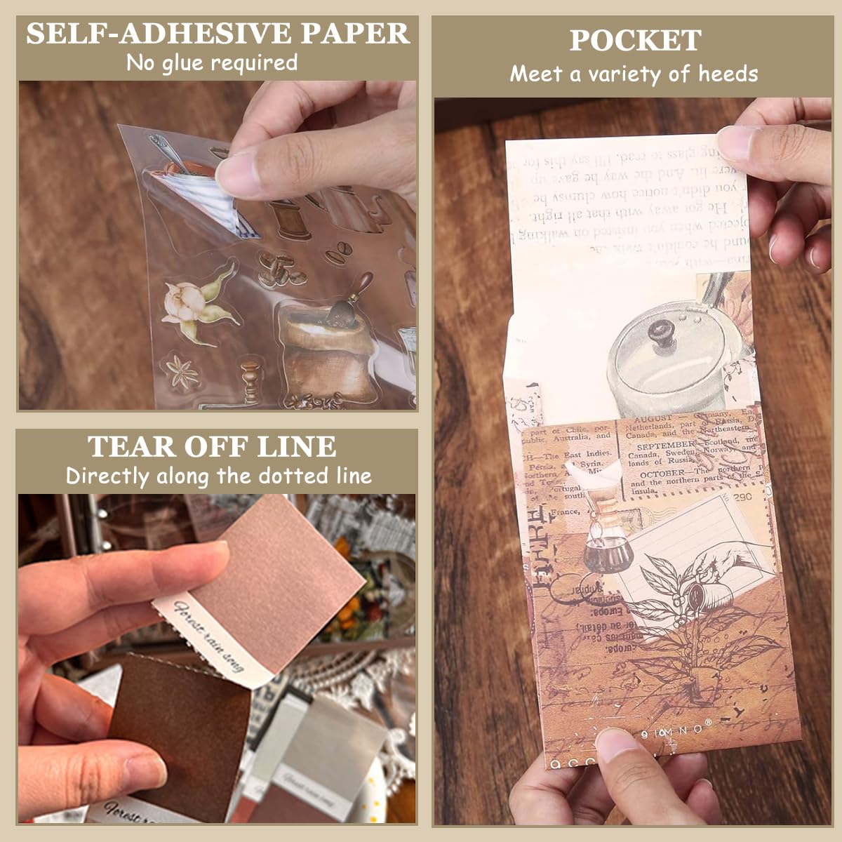 HASTHIP Journaling Kit for Scrapbooking and Bullet Journals with 346 pcs | A6 Grid Notebook and Vintage Stickers