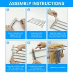 HASTHIP Bath Towel Rack for Bathroom with Double Layer 23.62 in Shelf and Sliding Hooks | 304 Stainless Steel No Drill Wall Mount Organizer