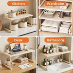 HASTHIP Adjustable Wardrobe Storage Shelf, 50–85 × 35–50 cm, Heavy-Duty Carbon Steel
