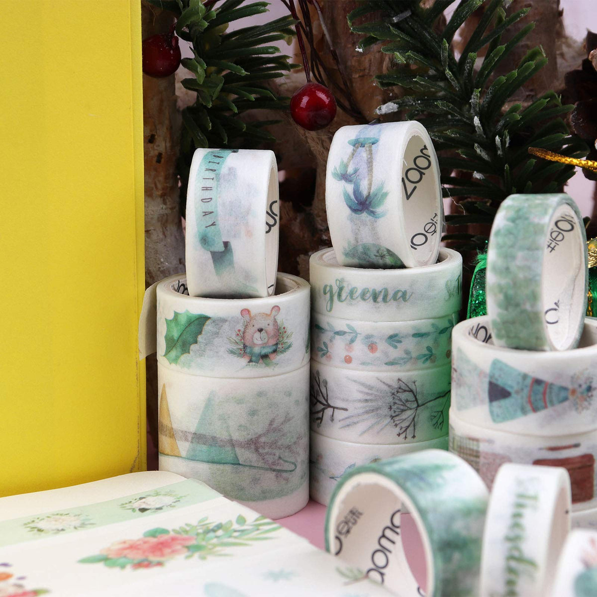 HASTHIP Washi Tape Set for DIY Crafts with 20 Rolls 2m Each in Blue Autumn Elk Style | Paper Decor