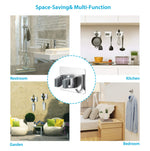 HASTHIP Broom Holder Wall Mounted for Bathroom and Kitchen with Adhesive Mount | 2 Pcs SUS304 Stainless Steel Mop Rack for Handles up to 2.8 cm