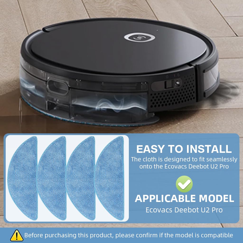 HASTHIP Mop Cloth Replacement for Ecovacs Deebot U2 Pro featuring 8PCS Washable Microfiber Pads