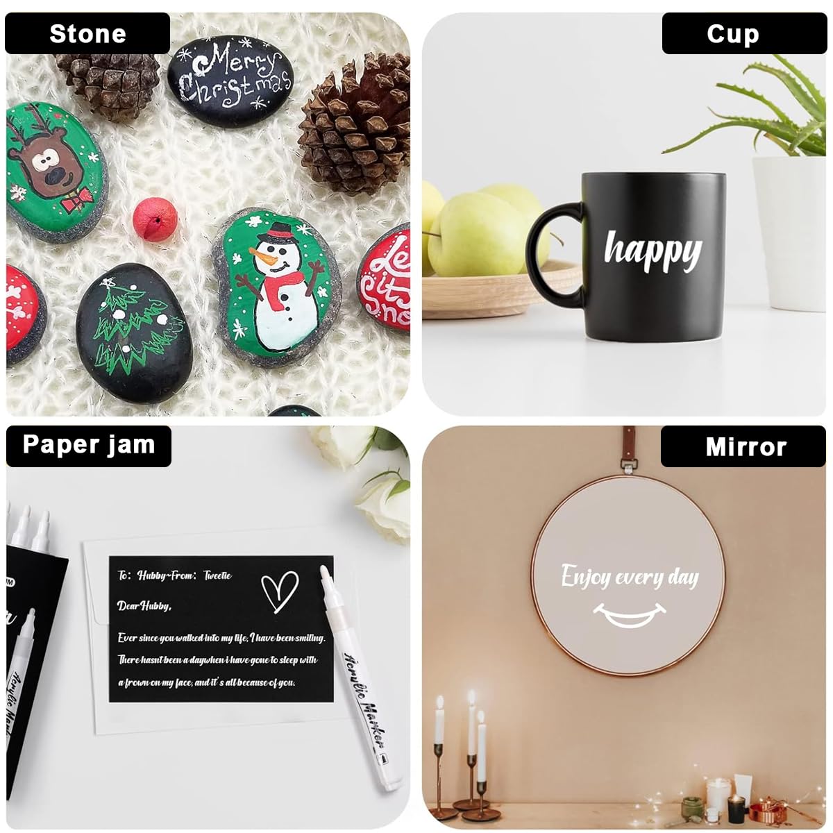 8 Pack White Paint Pen White Acrylic Permanent Marker White Mark Pens, 2mm Waterproof Smudge Resistant Quick Dry Mark Pens, for Plastic Leather Glass Stone Metal Canvas Ceramic Marker