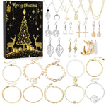 HASTHIP Christmas Gift Box 2025 Advent Calendar with 24Pcs Jewelry | Zinc Alloy Gold and Silver Set for Women and Girls