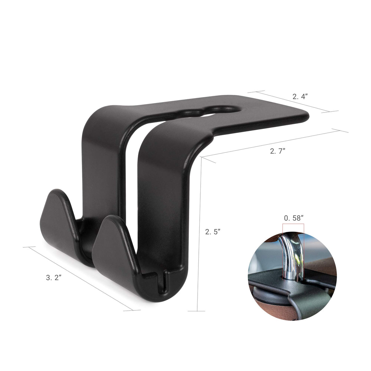 HASTHIP Car Seat Headrest Hooks for Organizing Bags and Coats Pack of 4 Black Hangers