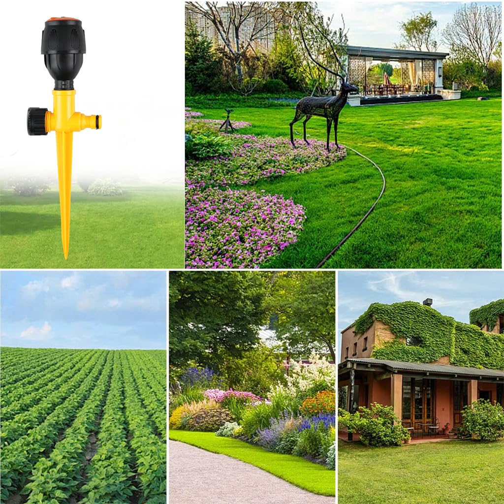 HASTHIP Outdoor Sprinkler for Garden Watering with 360° Rotation Control covering 2690 sq ft | Adjustable ABS Irrigation System for Lawns and Farms