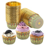 HASTHIP Cupcake Liners 50Pcs 3Oz for Weddings and Parties with Mandala Print and Golden Interior