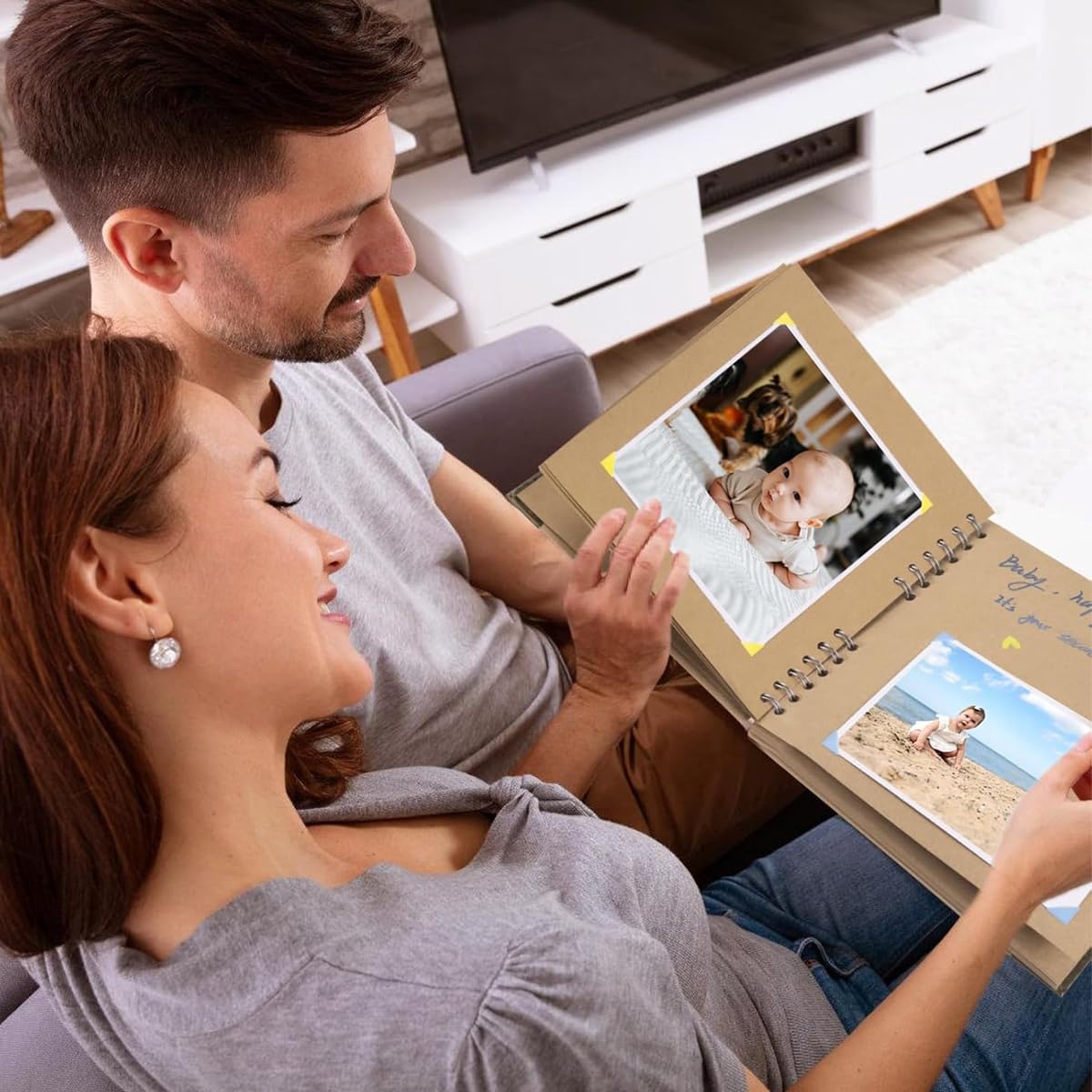 HASTHIP Scrapbook Album for DIY Memories with 60 Blank 8x8 Pages and Ribbon Tie Closure | Brown Keepsake Gift