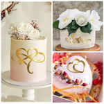 HASTHIP Love Flower Cake Toppers 12 Pcs for Birthday Cakes with Acrylic Hearts | Cute Decoration