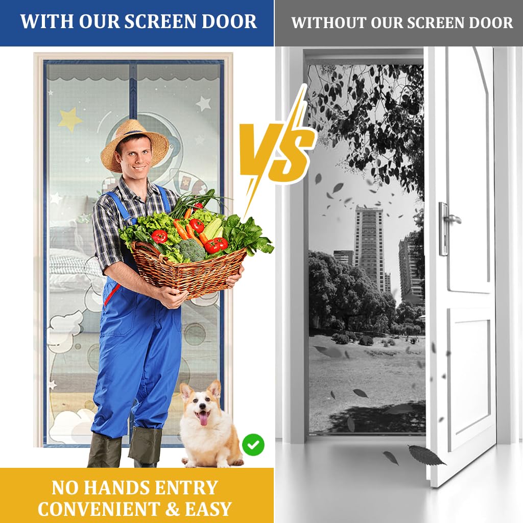 HASTHIP Mosquito Net for Doors 39.4×82.7 in with Magnetic Auto Close Mesh | Washable Polyester Curtain