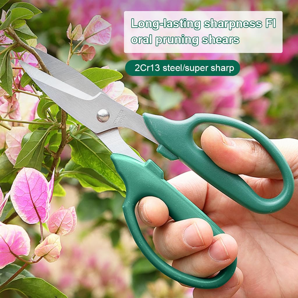 HASTHIP Gardening Scissors Set for Trimming and Pruning with Anti‑Slip Handle | 3Pcs Stainless Steel Blades