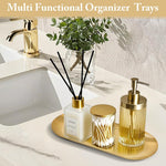 HASTHIP Golden Trays 4PCS for Bathroom Organizing with Stainless Steel Construction | Rust Resistant Finish