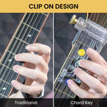 HASTHIP Guitar Chord Learning Tool for Beginners with Clip-On Presser and 12.5 x 7.5 cm Ergonomic Design | Pain-Free Practice Aid for Indian Youth