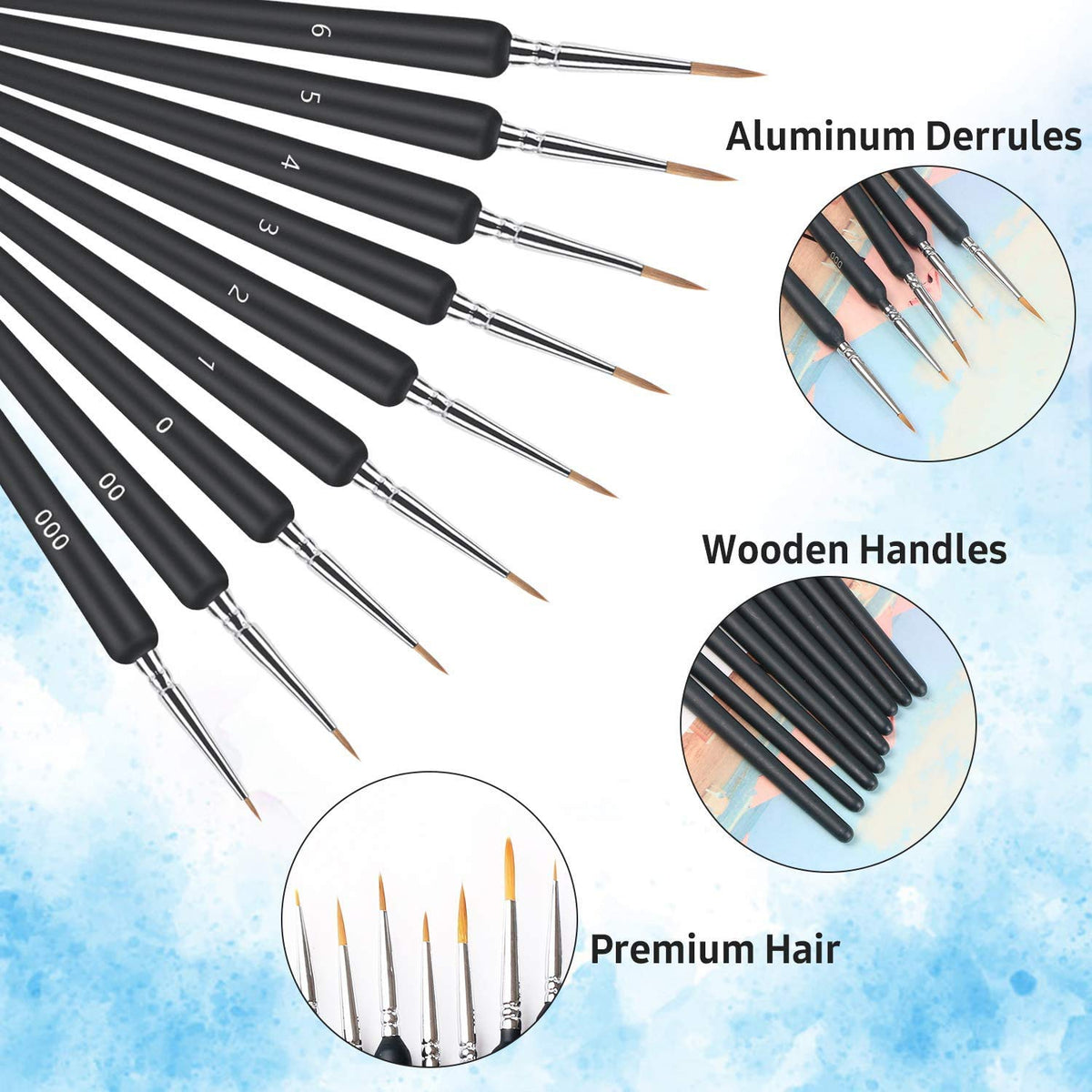 HASTHIP Painting Brushes Set for Acrylic Watercolour and Oil | 5 PCS with Easy Grip Handles