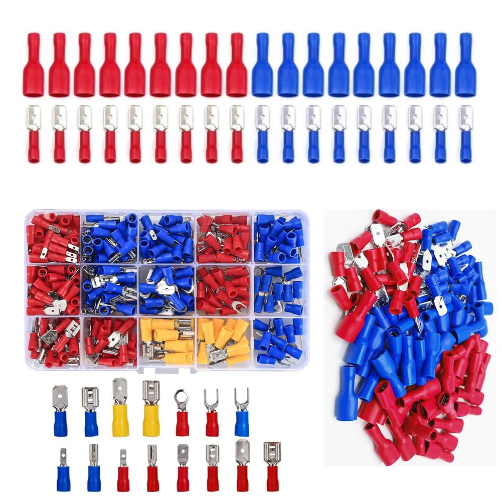 HASTHIP Wire Connector Set for Automotive and Home Wiring with 480pcs Crimp Terminals | Tinned Brass and PVC Insulated Connectors