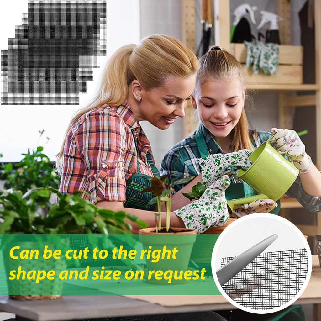 HASTHIP Flower Pot Hole Mesh Pad 5 pcs 7.8 x 11.8 in for Garden Drainage | Cuttable Glassfiber Liners Preventing Soil Loss