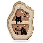 HASTHIP® Cute Cat Wall Decor, Modern Artistic Hanging Ornament with 3D Layered Design, Butterfly & Floral Accents, Lightweight Wooden Wall Art for Living Room, Bedroom, Entryway, 24x20cm