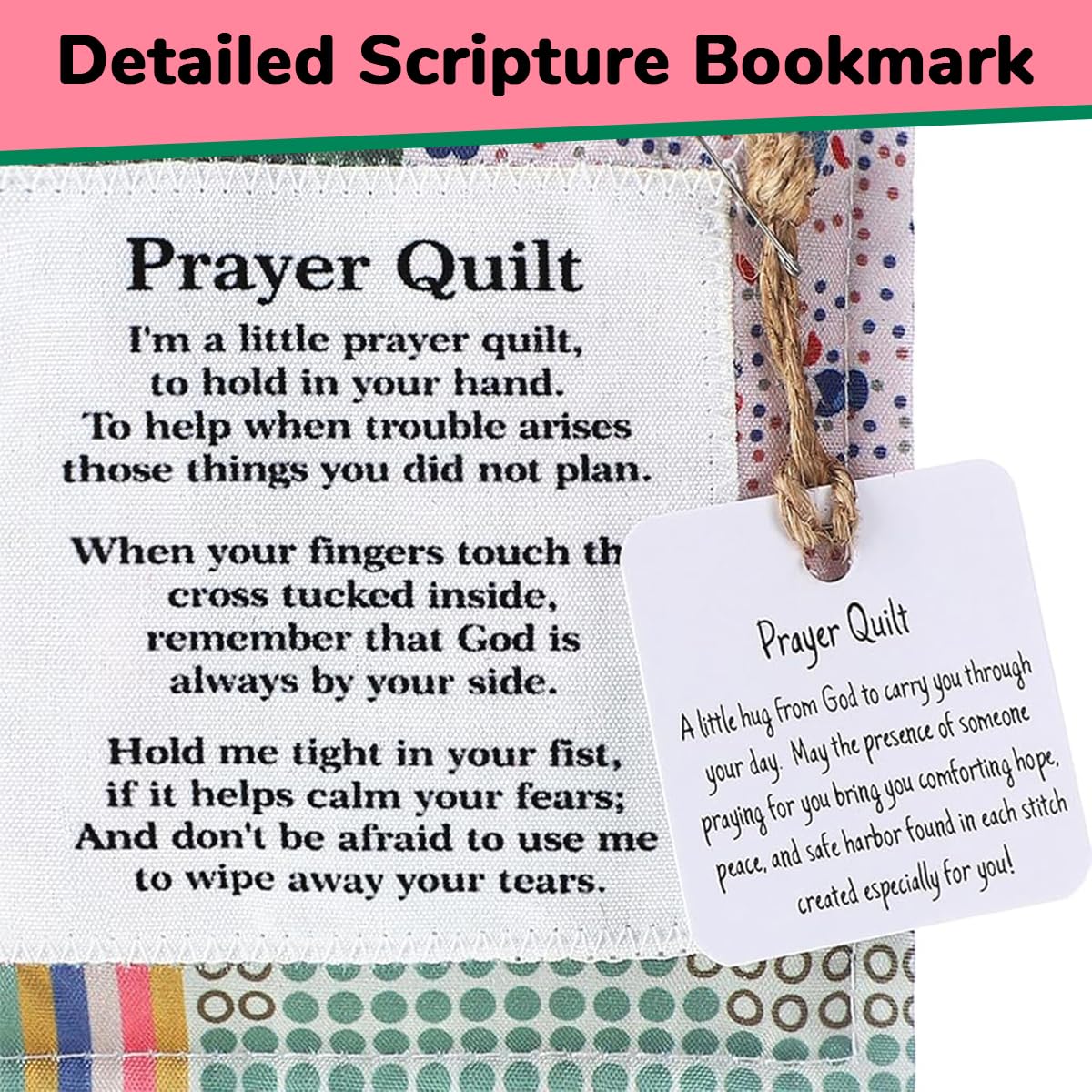 HASTHIP Prayer Quilt for Emotional Support featuring 3.9 in Size with Cross Inside | Comfort Gift