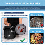 HASTHIP Baking Tray for Air Fryer with Raised Grooves and Handles 21x6cm Silicone Liner | Foldable Oven Pot in Grey