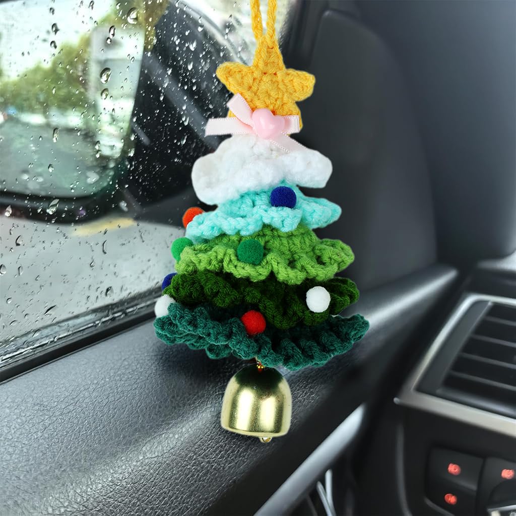 HASTHIP Crochet Christmas Tree for Holiday Décor with Bell and Handmade Green Ornament | Gift Idea