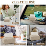 HASTHIP Tissue Paper Box Holder for Table and Bathroom with 17 x 9.5 x 8 cm Fit | Cotton Linen Beige Organizer