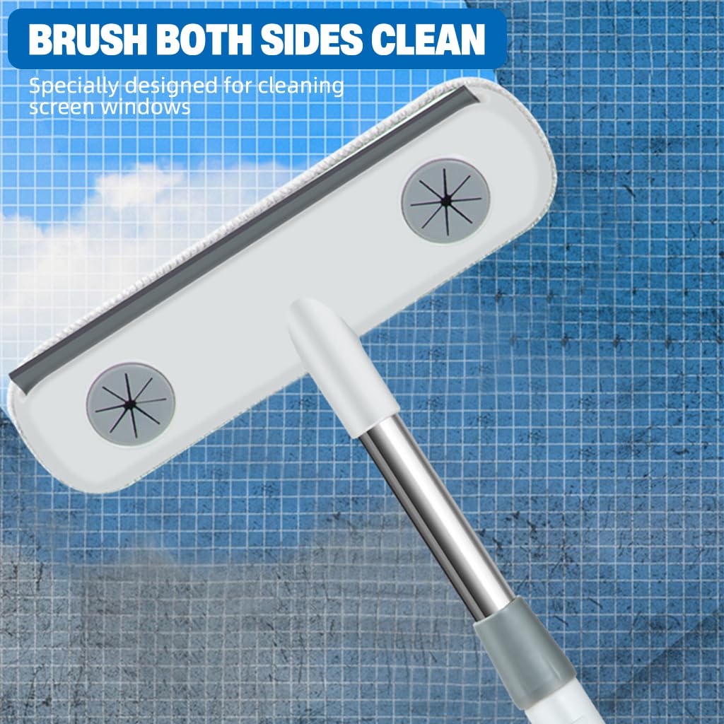 HASTHIP Mesh Screen Cleaning Brush for Windows with 24–39 in Telescopic Handle | Double Sided Wiper