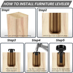 4PCS 3/8" Threaded Leveling Feet Adjustable Table/Furniture Feet Leveler Adjustable Furniture Feet, High Load Capacity 1320LB, Furniture Levelers Foot with T- Nut Kit 3/8"-16 Thread