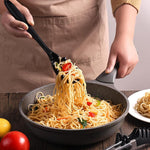 HASTHIP Silicone Spaghetti Spoon and Pasta Tong Set for Serving Noodles with 11 in Handles | Easy to Clean Server