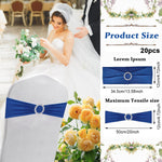 HASTHIP Chair Sashes for Wedding and Banquet with Tie Free Stretch Design | 20 Pack Blue Spandex Bands