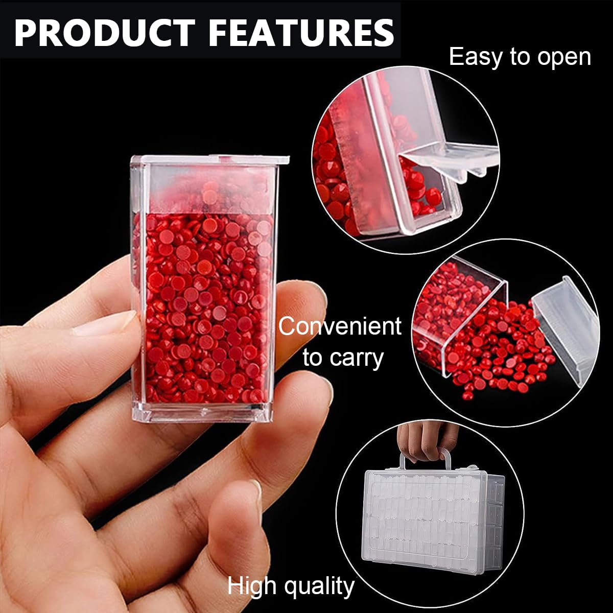 HASTHIP Diamond Painting Storage Box with 64 Grids for Beads and Tools | EVA Carrying Case