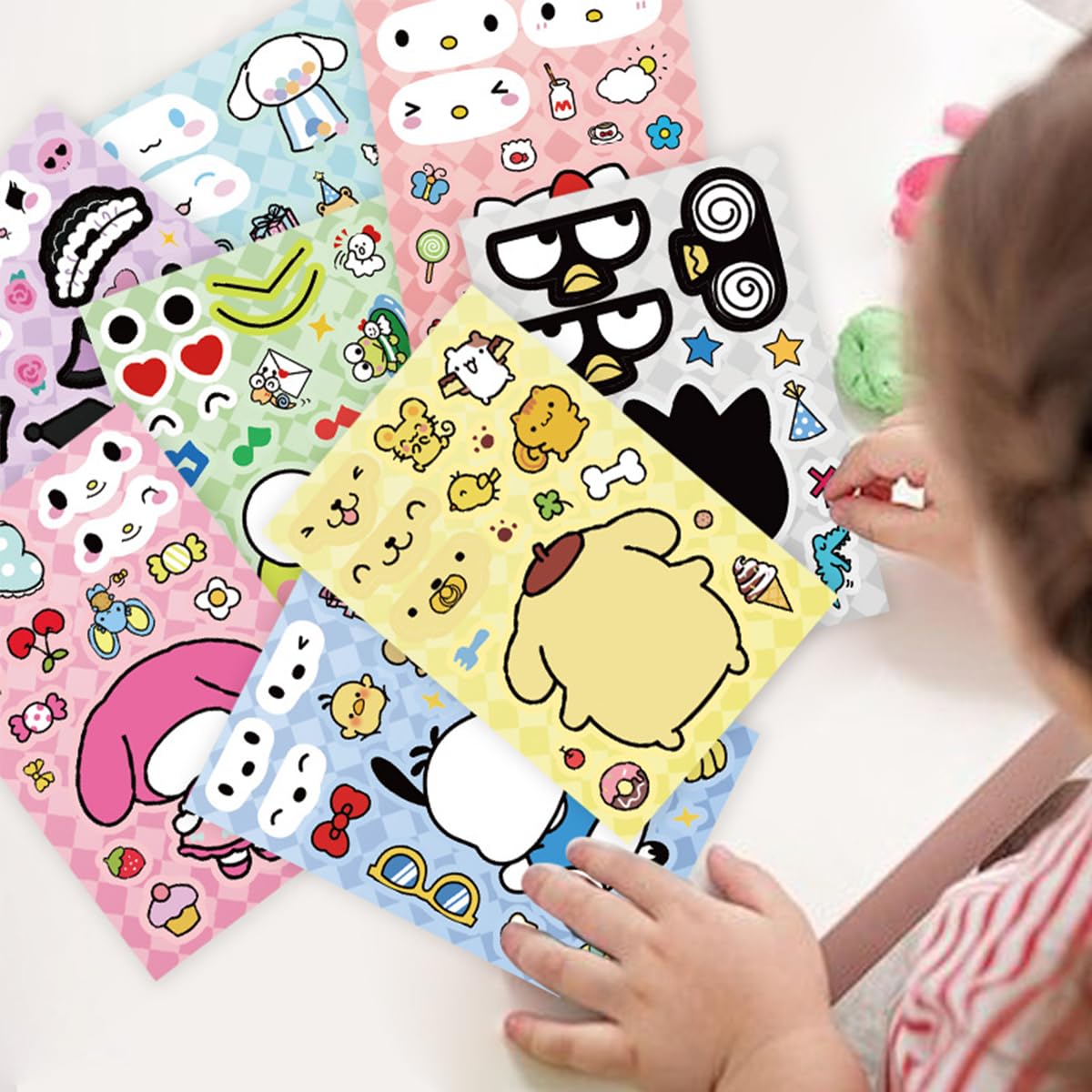 HASTHIP Kawaii Stickers Set 24 Pcs for DIY Sanrio Face Art with Waterproof PVC | Multicolor 10 cm