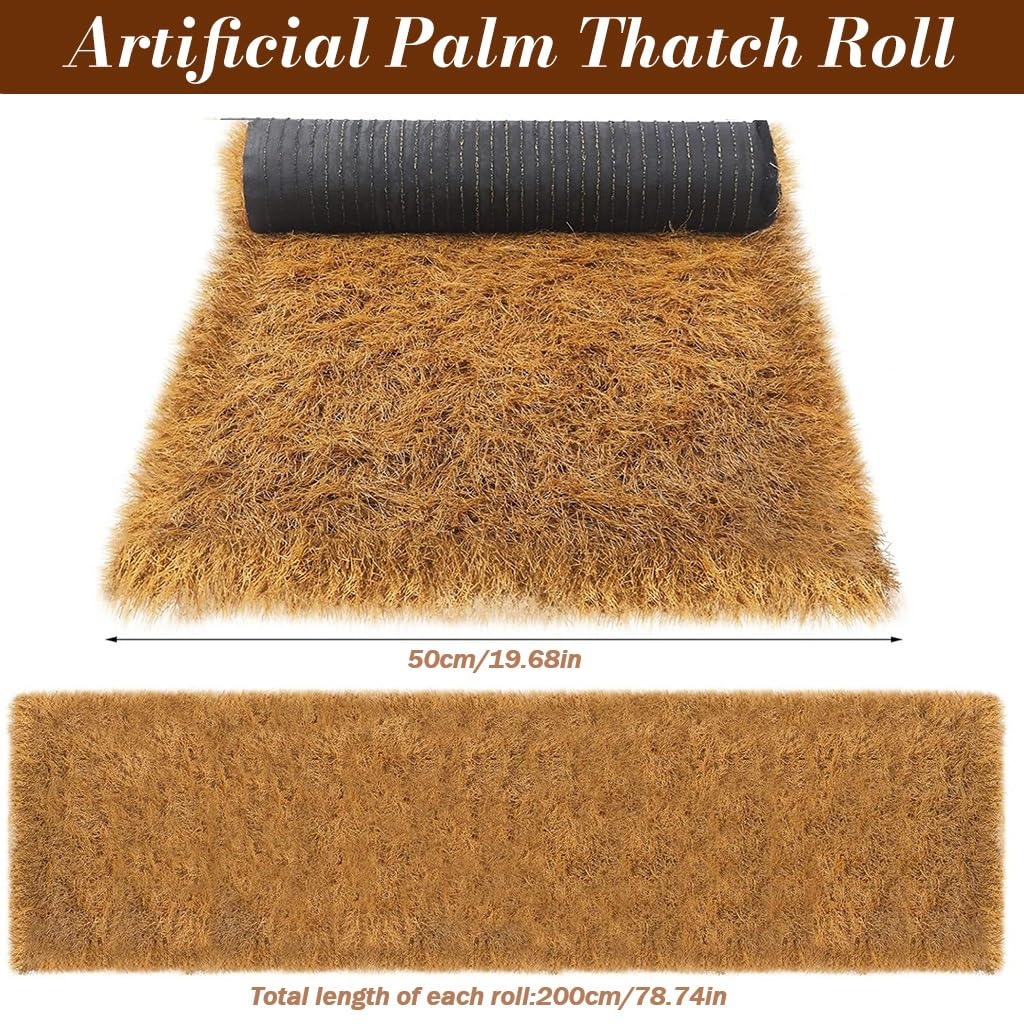 HASTHIP Artificial Thatch Trim for Tiki Hut and Roof Edging 40×100 cm | PE Straw Yellow