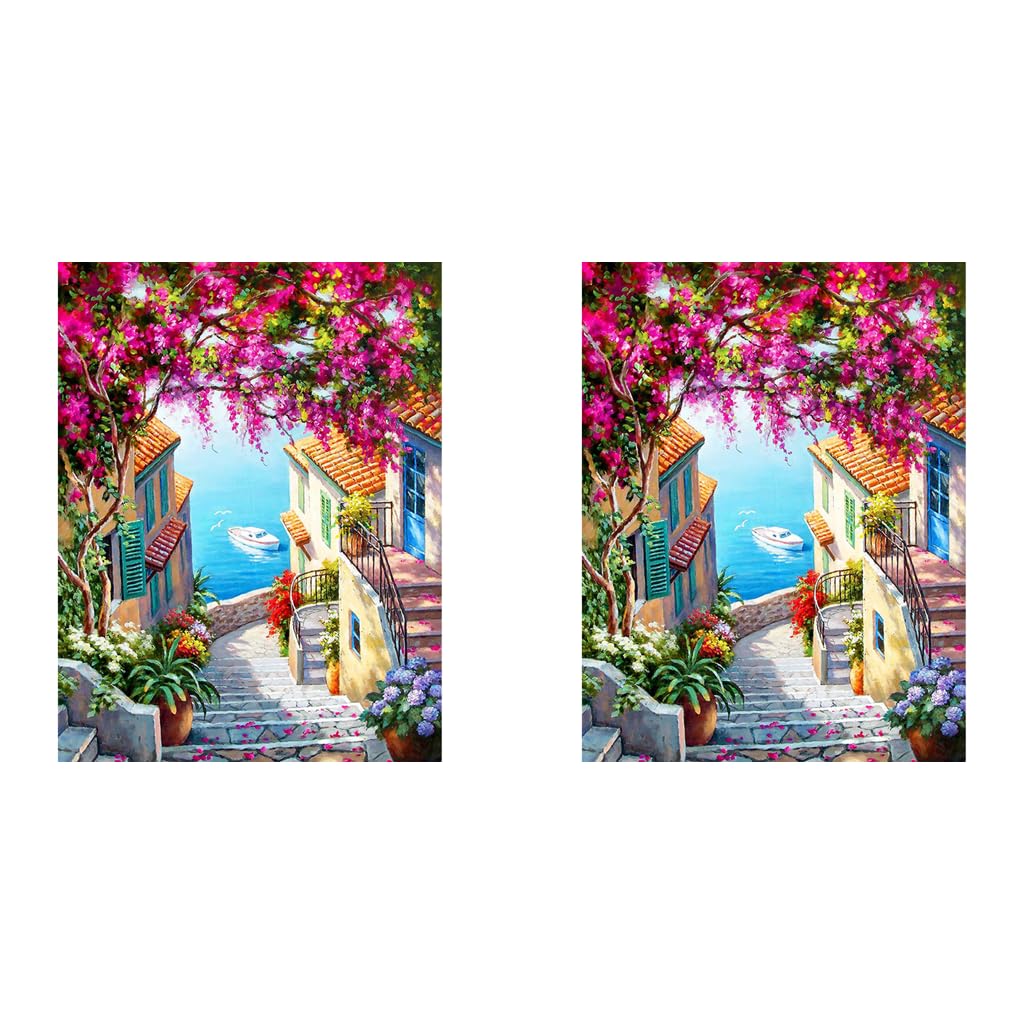 HASTHIP Paint by Numbers Art Kit for Home Décor featuring Mediterranean Scene 16x20 inches