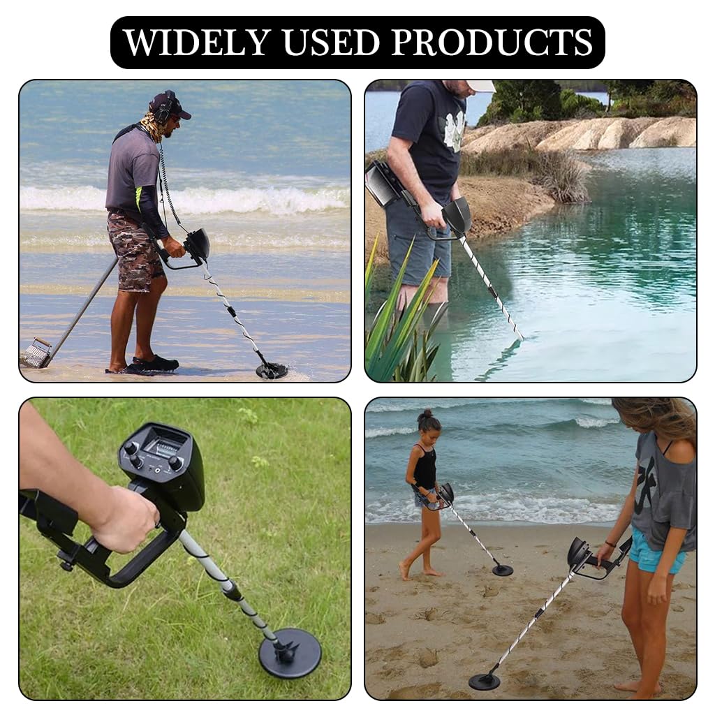 HASTHIP Metal Detector for Coins and Gold with 8 in Disc and Adjustable 30.7–42.1 in Shaft | Earphone Support and Dual Detection Modes
