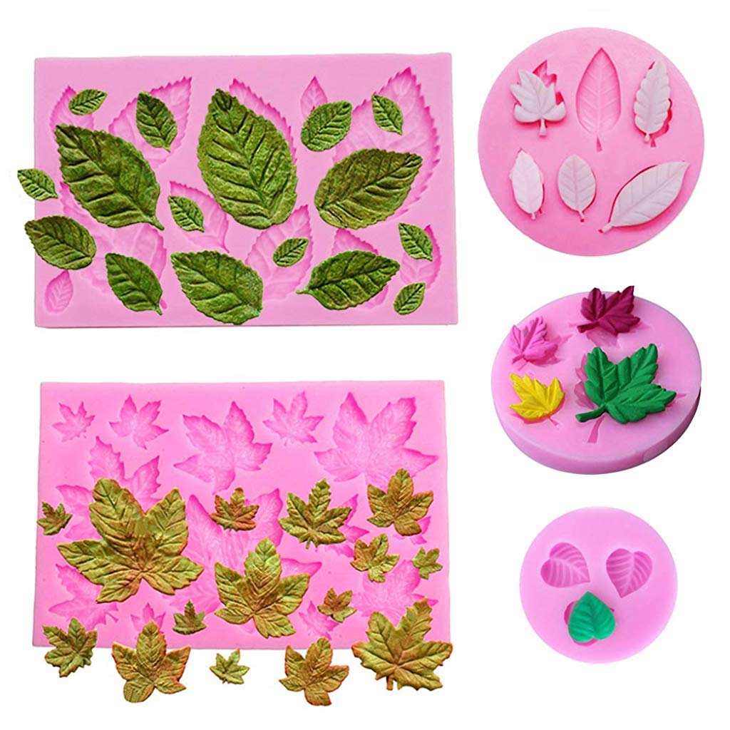 HASTHIP Silicone Leaves Fondant Molds for Cake Decorating with Non Stick Design | 5Pcs 20 x 10 x 3 cm Food Grade Silicone