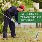 HASTHIP Garden Rake for Lawn Care with 170cm Adjustable Handle & Dual-Edge Steel Design