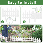 HASTHIP® Outdoor Garden Fence Border - Garden Edging Fence Decorative - White Garden Picket Fence Panels - Weather-Proof PVC Garden Fence Decorative - Flower Bed Fencing for Pathway, Yard,Lawn