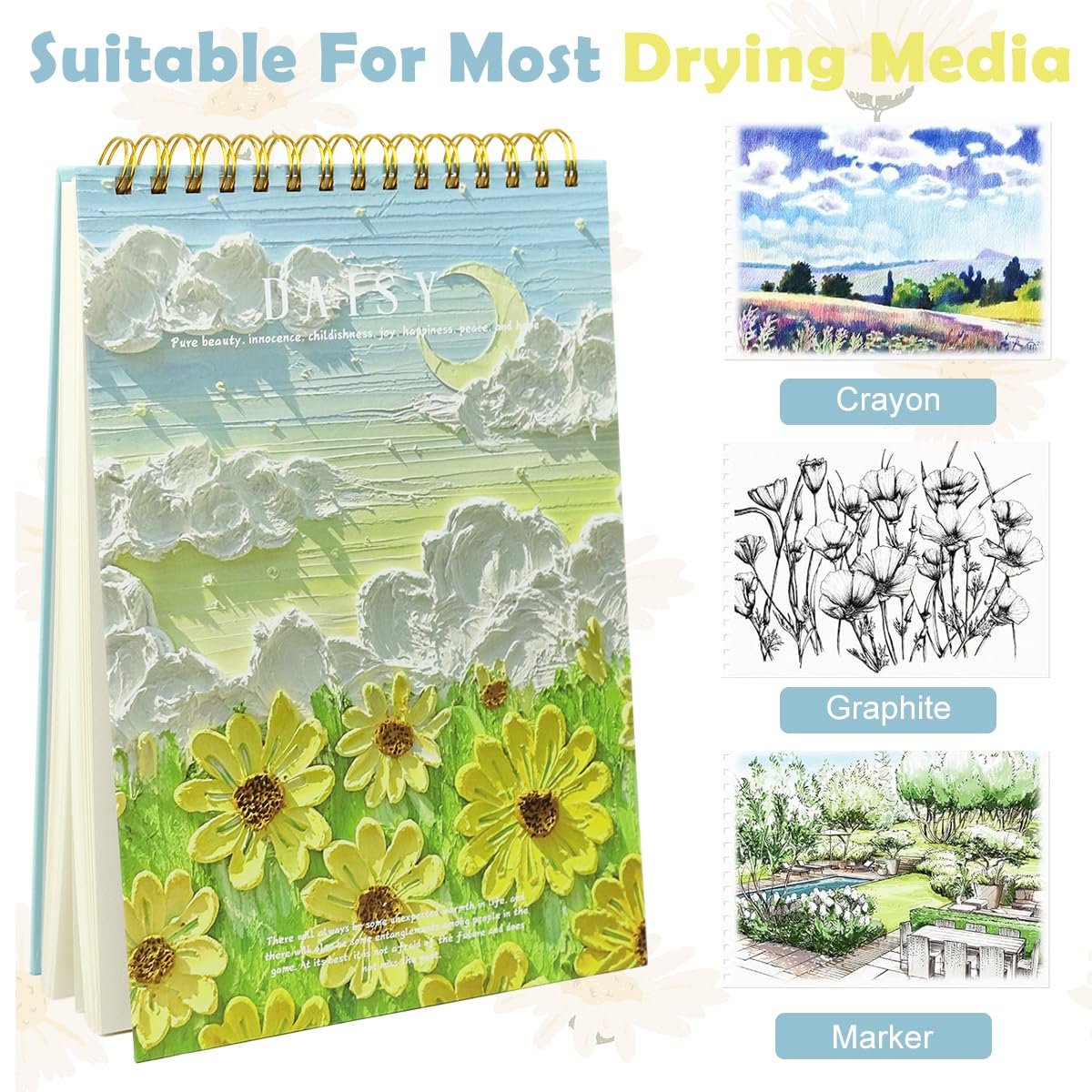 HASTHIP A4 Sketching Book for Drawing and Painting with 60 Tearable Sheets | Spiral Bound Hard Cover