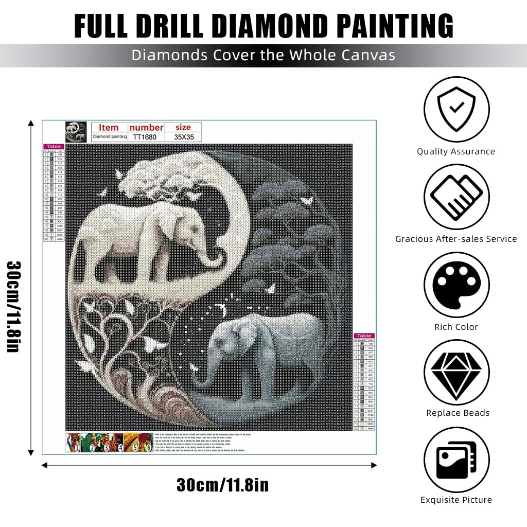 HASTHIP Diamond Painting Kit for DIY Elephant Art 11.8x11.8 in | Relaxing Home Decor Gift