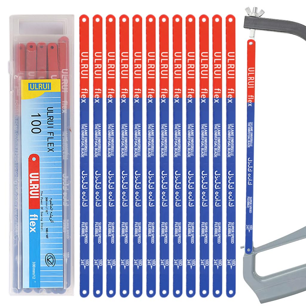 HASTHIP® 100Pcs Hacksaw Replacement Blades High Speed 24 TPI 12" Length Hack Saw Blade Carbon Strength Steel Cutting Hacksaw Blades with 24 Teeth, for Wood, PVC & Plastic