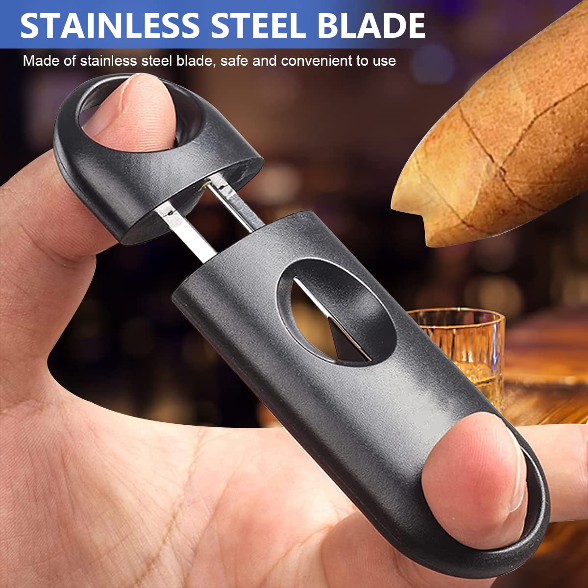 HASTHIP Cigar Cutter Set with 3PCS Straight V and Punch Cutters featuring Stainless Steel Blades | Portable Gift for Cigar Lovers