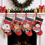 HASTHIP Christmas Stockings Set for Tree and Home Decor with 4 Designs | Santa Reindeer Snowman Style