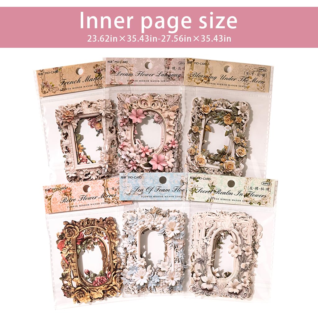 HASTHIP Scrapbook Paper for DIY Crafts featuring 60pcs Embossed Floral Frames | Vintage Lace Design