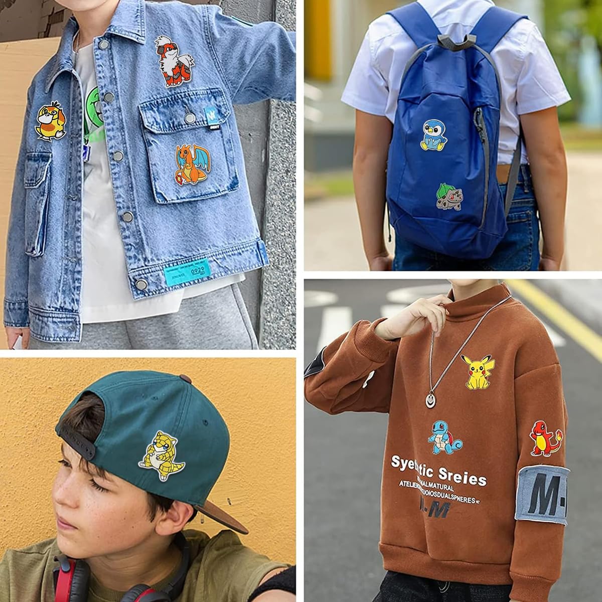 HASTHIP® 16pcs Cartoon Applique Patches Poke mon Series Iron on Patches for Clothing Assorted Anime Embroidery Applique Patches for Clothes, Coat, Jeans, Sweater, Jumper, Hat, DIY