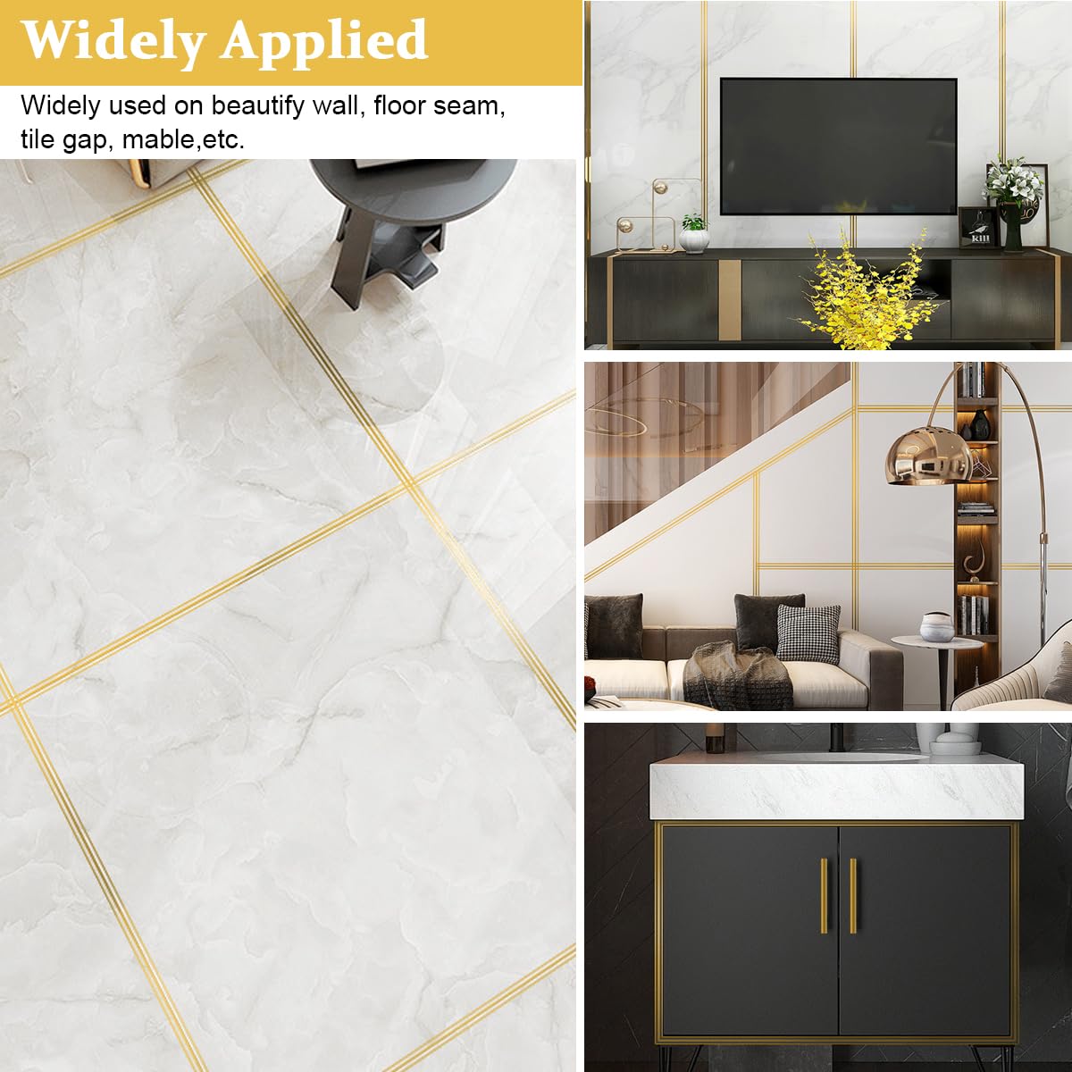 HASTHIP Tile Gap Tape for Wall and Floor Detailing with Self Adhesive PVC 2.5cm×5m | Colorful Metallic Finish